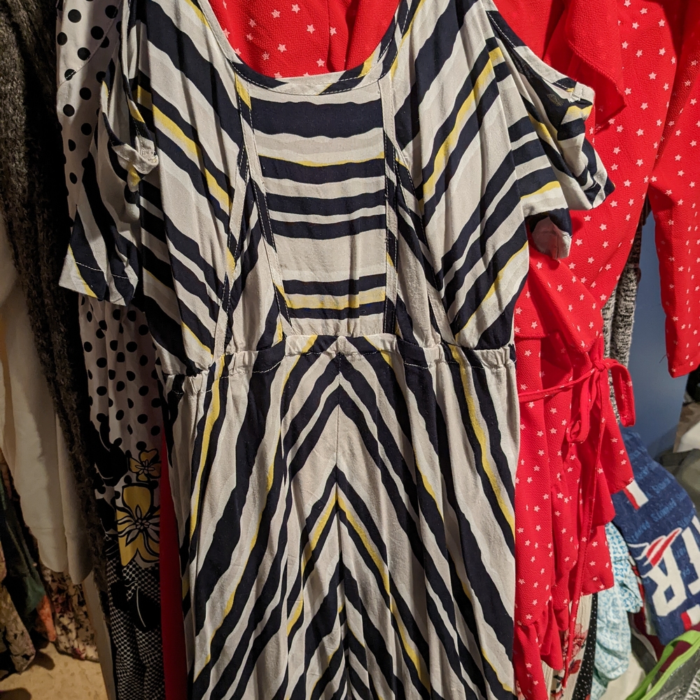 Hurley Striped Dress in Navy, White, and Yellow